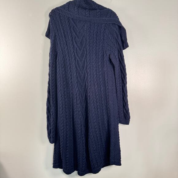 SAOL Ireland Merino Wool Cable Knit Long Line Cardigan Sweater Warm Size M - Picture 6 of 9